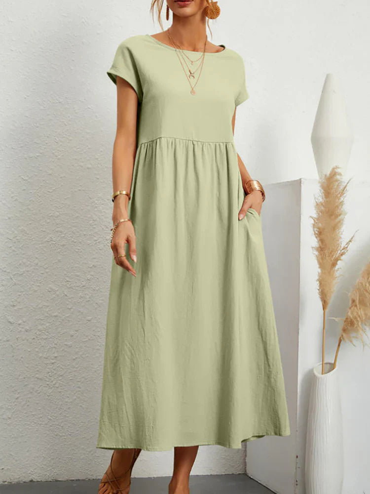 Vestido maxi mujer algodón lino sin mangas