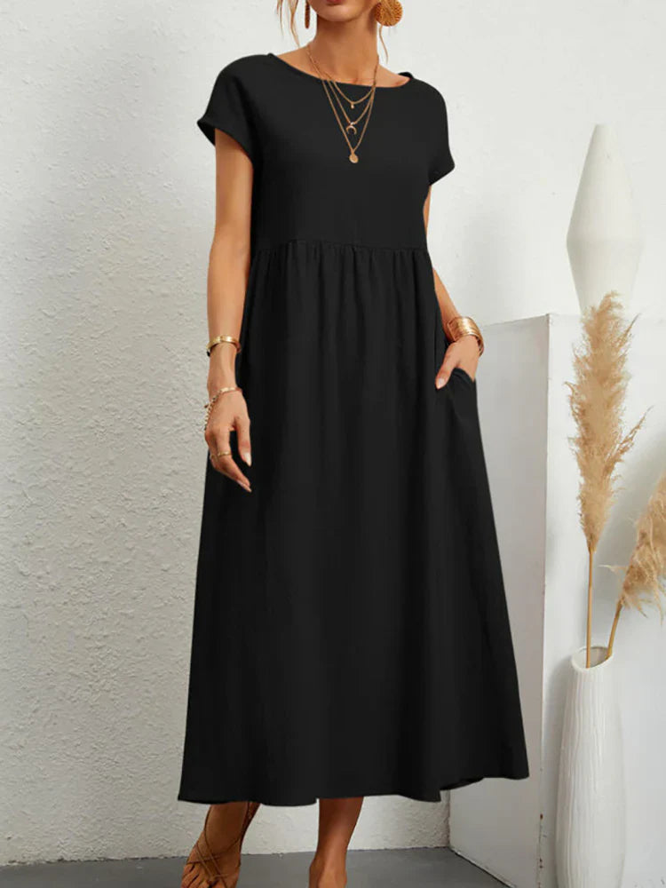 Vestido maxi mujer algodón lino sin mangas