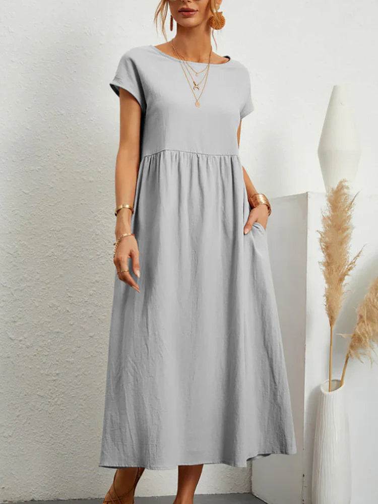 Vestido maxi mujer algodón lino sin mangas