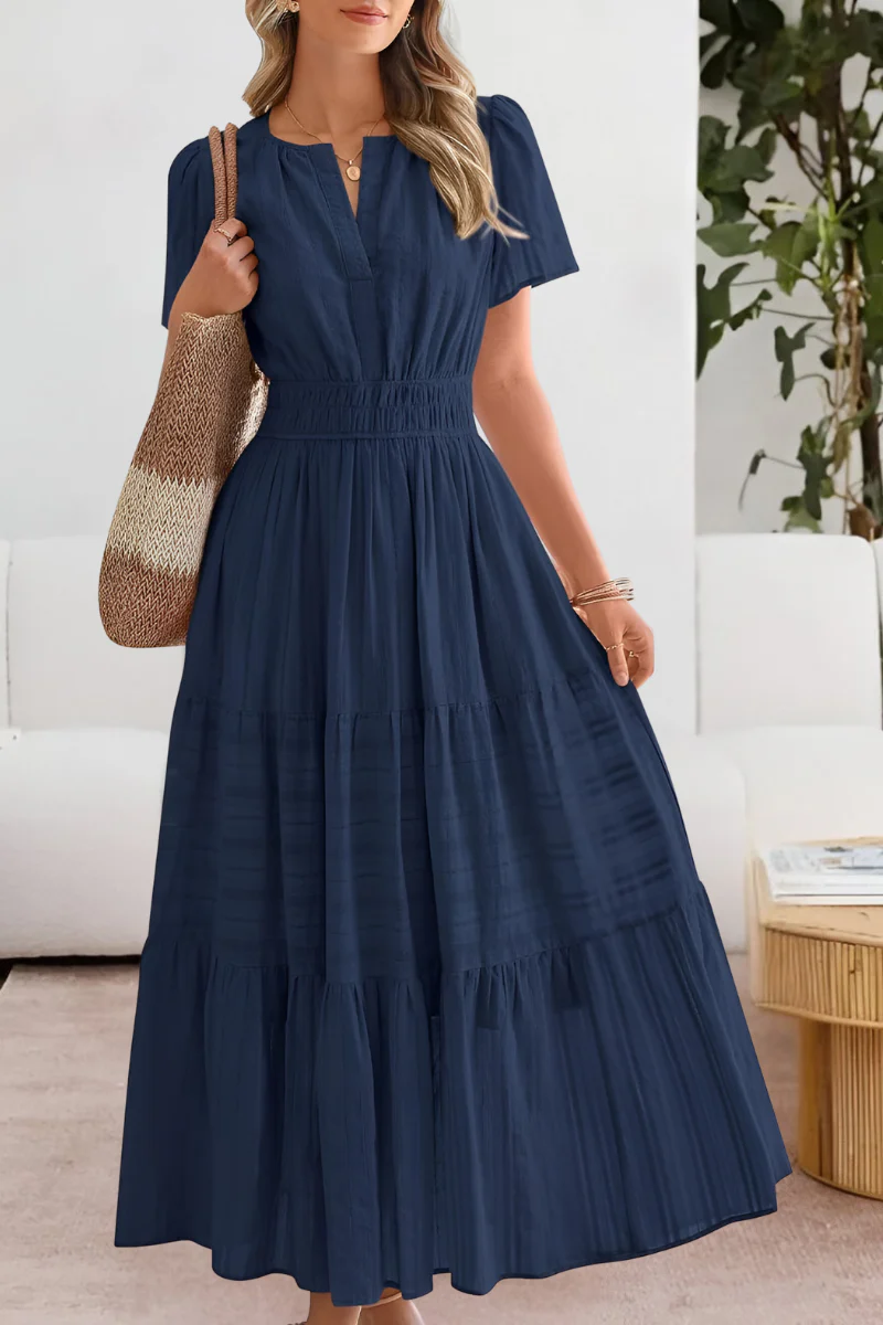 Vestido midi mujer capas escote en v
