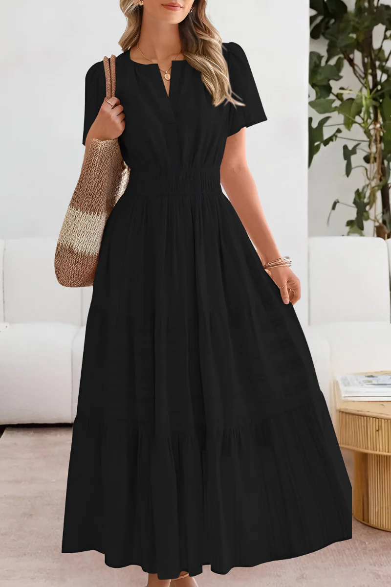 Vestido midi mujer capas escote en v