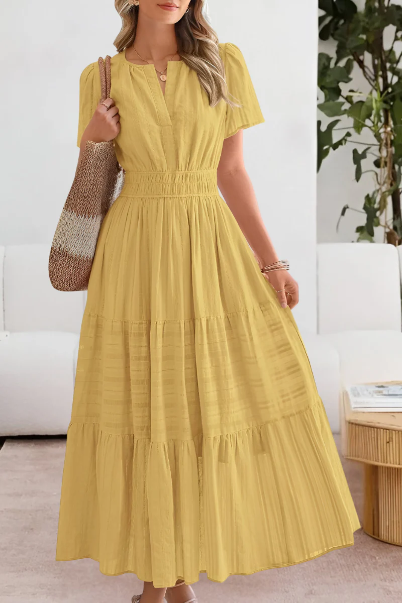 Vestido midi mujer capas escote en v - Mavetta
