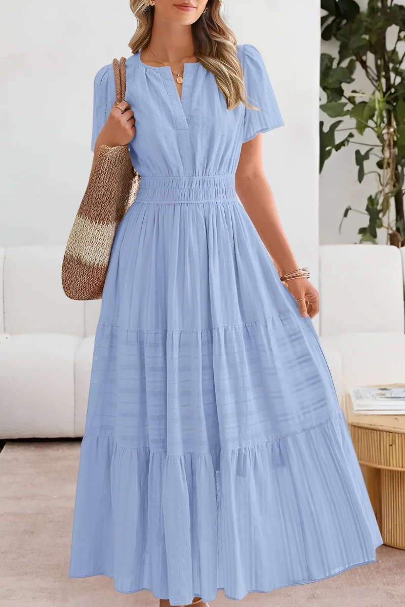 Vestido midi mujer capas escote en v