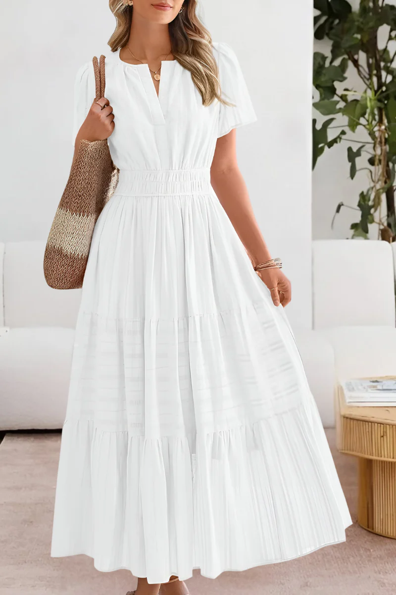 Vestido midi mujer capas escote en v