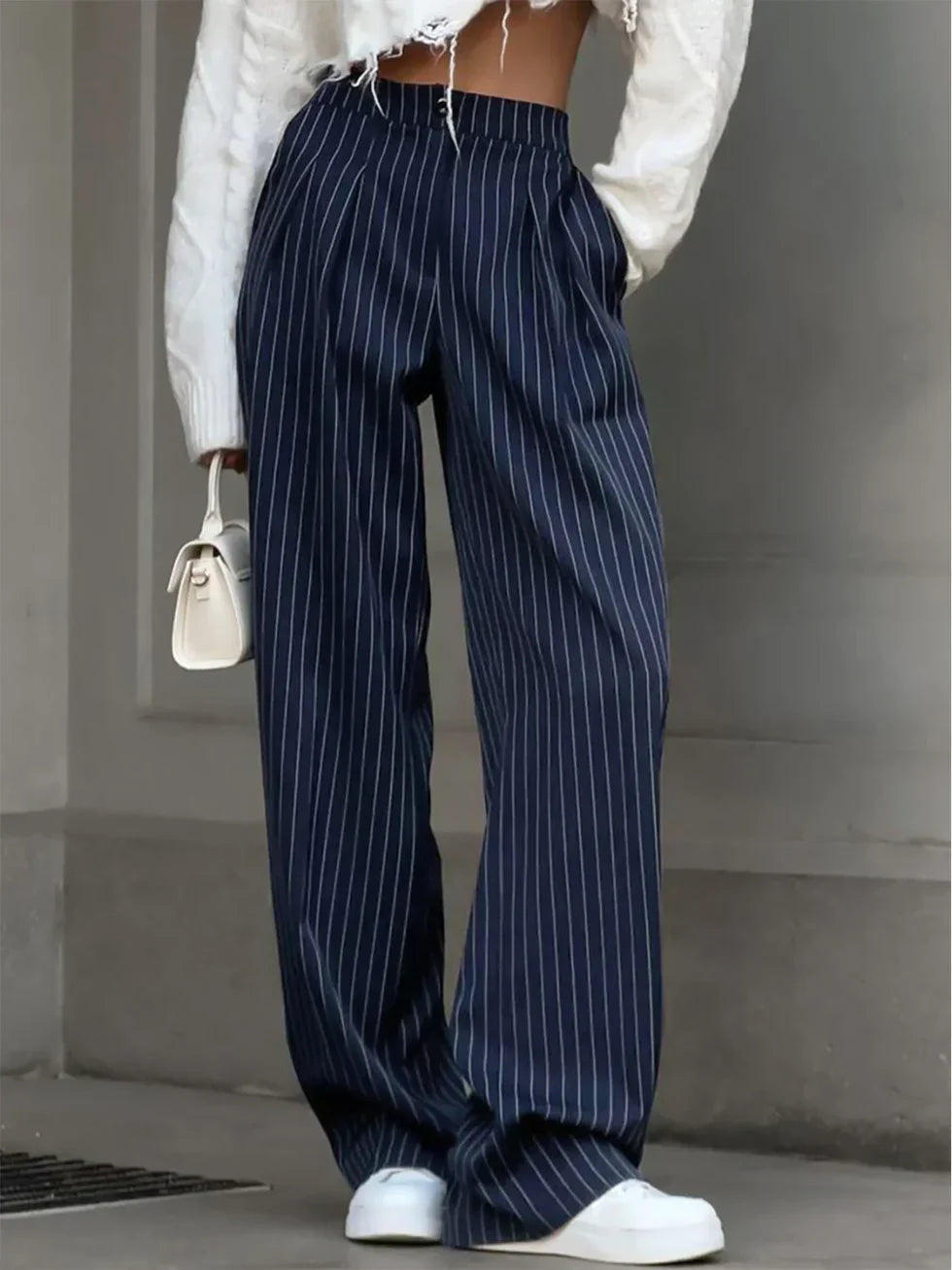 Pantalones Mujer de Tela Ligera Cintura Alta Corte Ancho - Mavetta