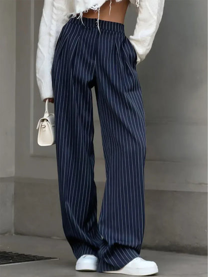 Pantalones Mujer de Tela Ligera Cintura Alta Corte Ancho - Mavetta