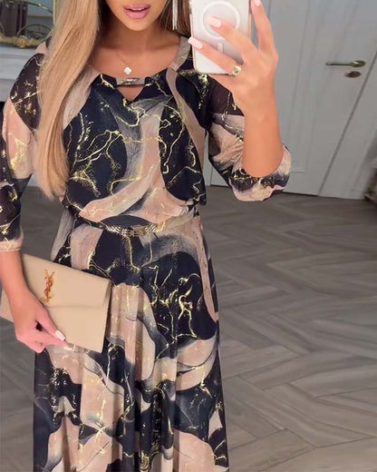 Vestido midi mujer Estampado Cintura ajustada