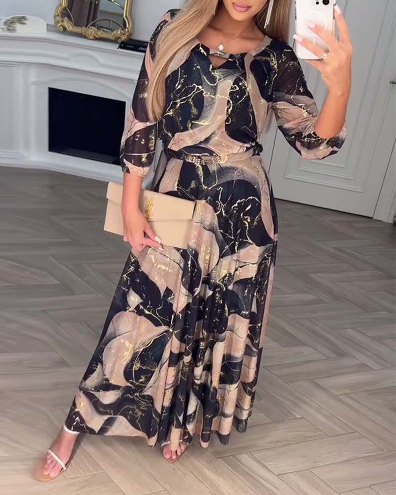 Vestido midi mujer Estampado Cintura ajustada