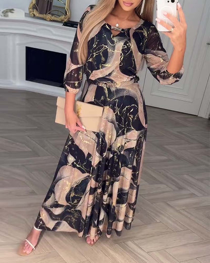 Vestido midi mujer Estampado Cintura ajustada