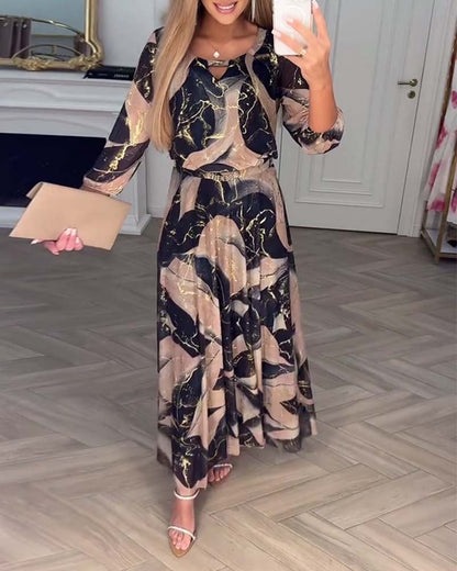 Vestido midi mujer Estampado Cintura ajustada