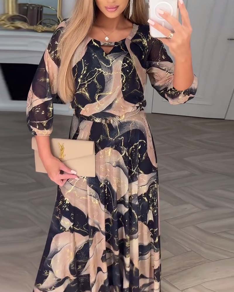 Vestido midi mujer Estampado Cintura ajustada