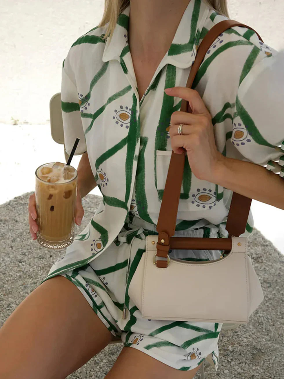 Conjunto Mujer Camisa Estampada y Shorts - Mavetta