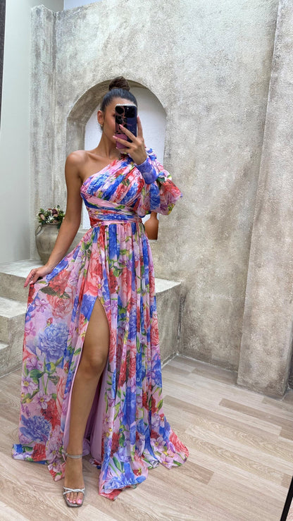 Vestido largo mujer Floral Hombro Descubierto
