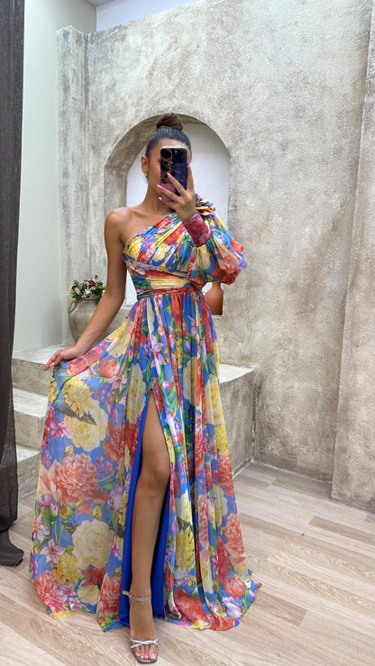 Vestido largo mujer Floral Hombro Descubierto