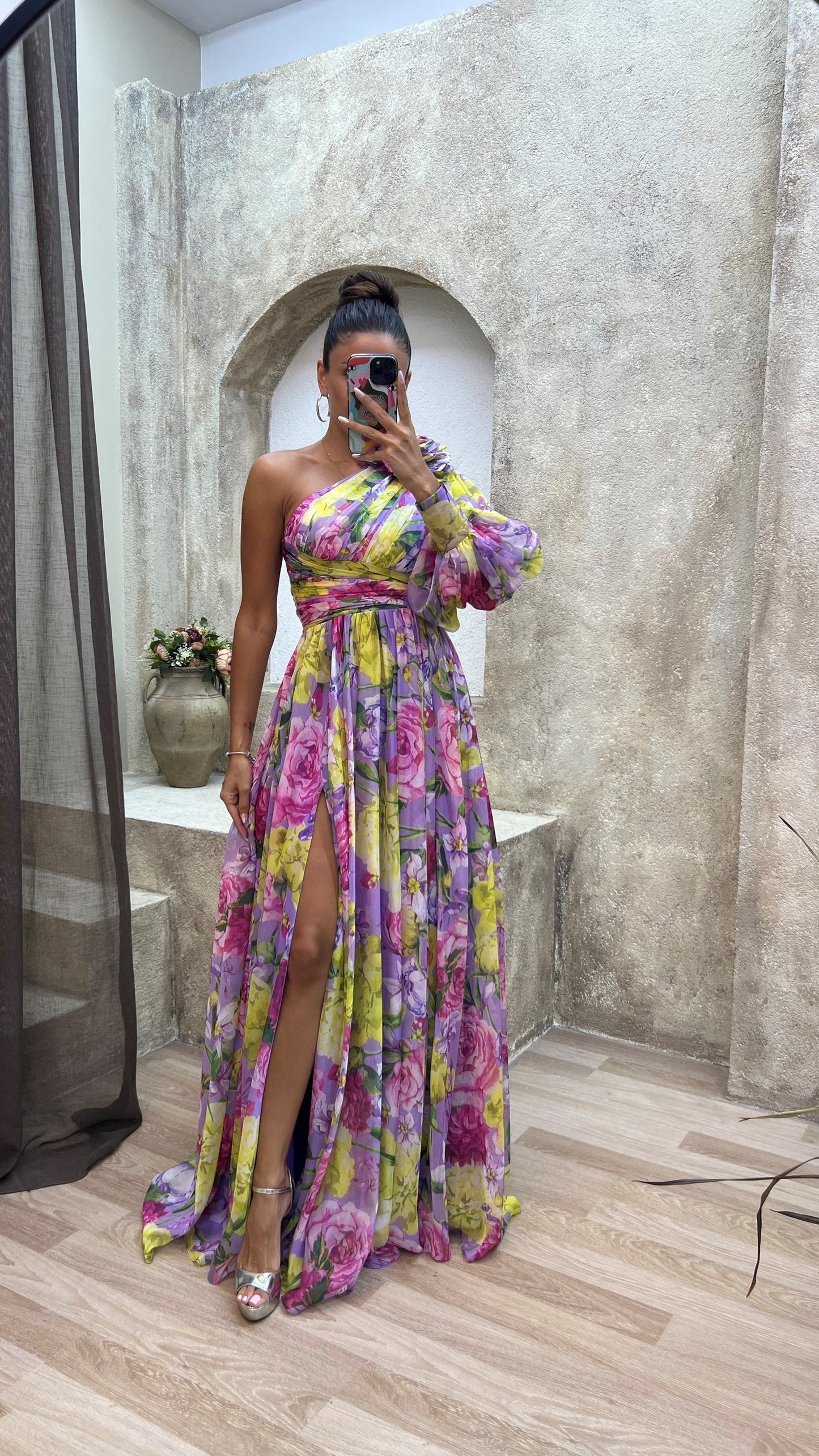 Vestido largo mujer Floral Hombro Descubierto