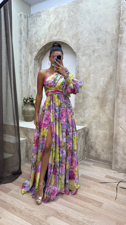 Vestido largo mujer Floral Hombro Descubierto