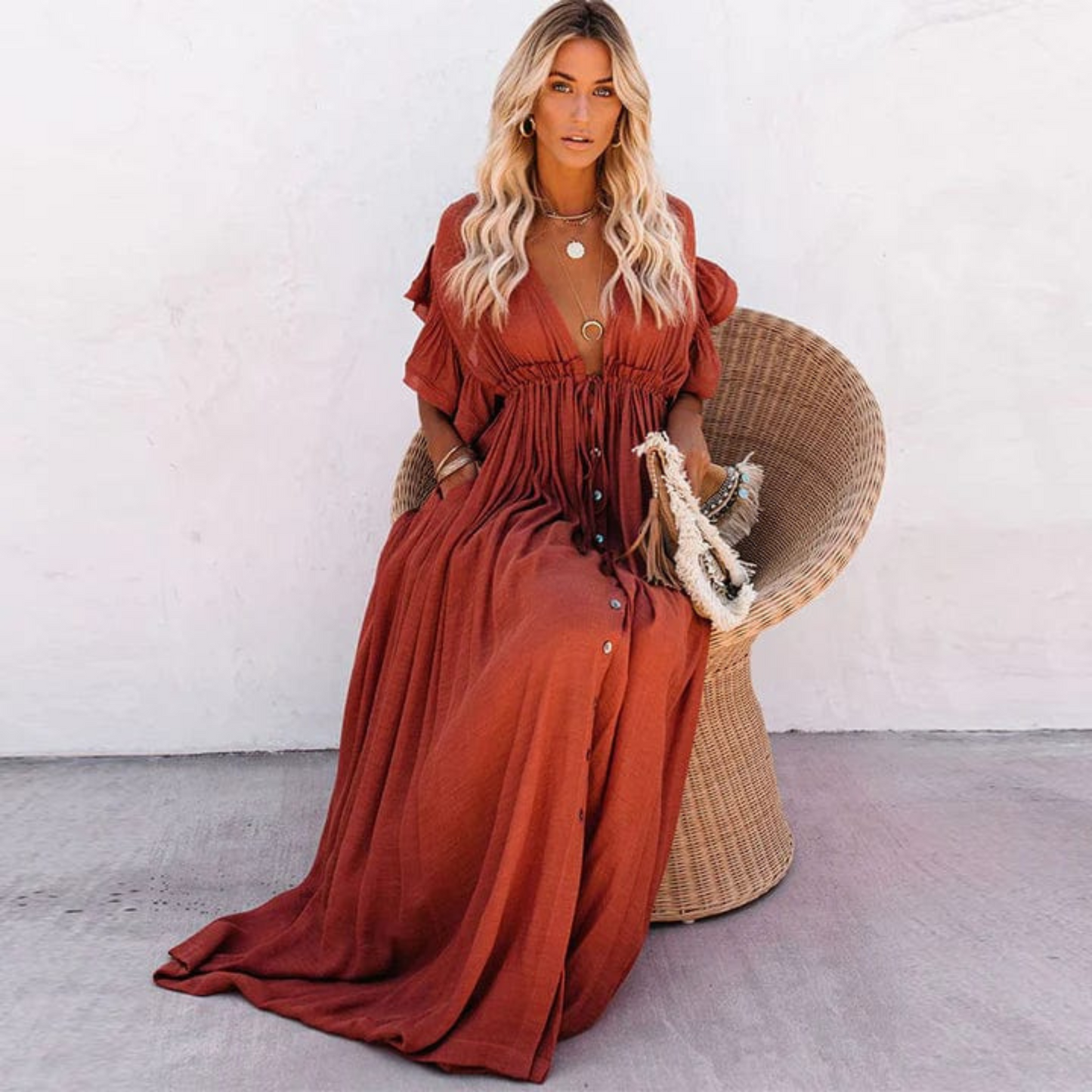 Vestido largo mujer ligero fluido verano