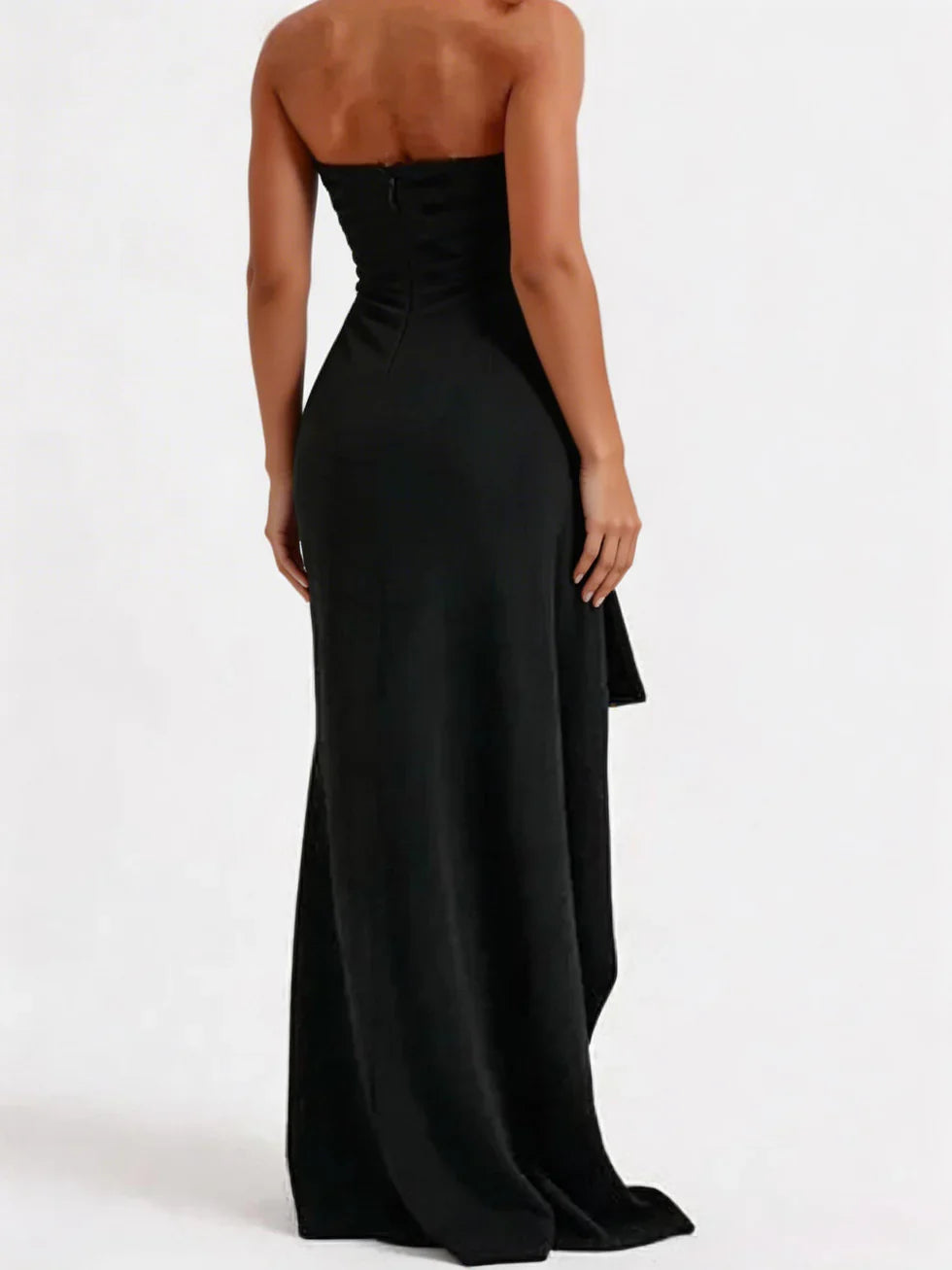 Vestido maxi mujer sin tirantes con abertura alta