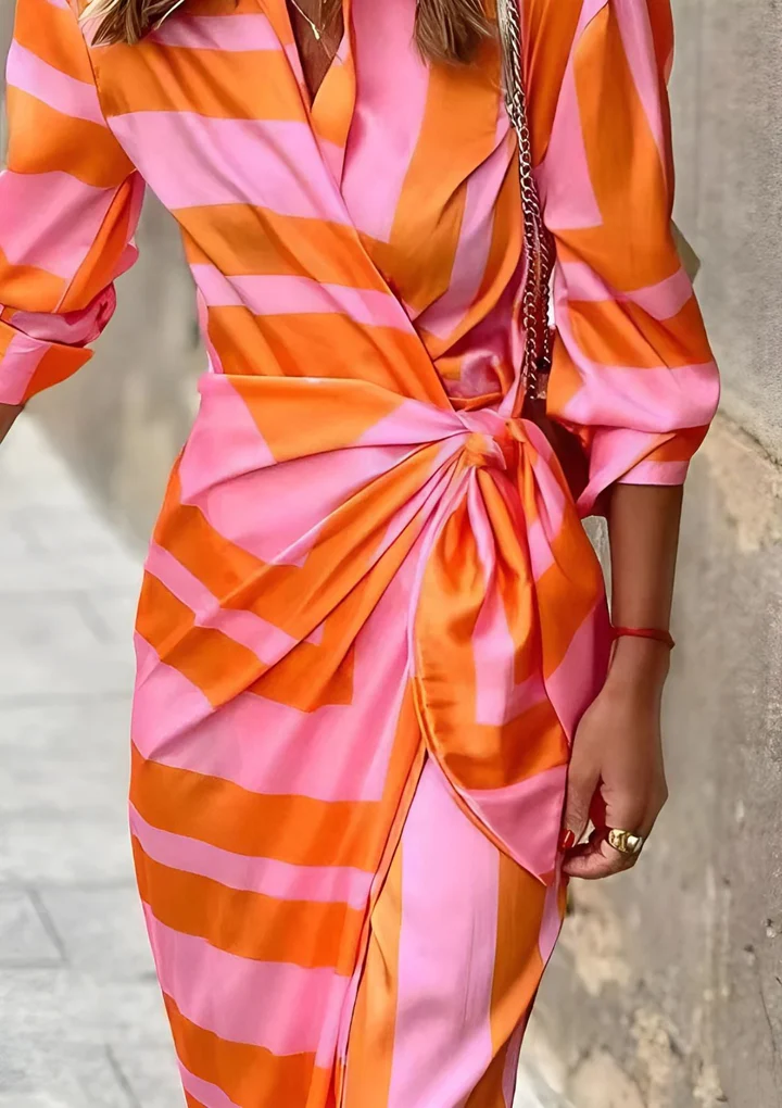 Vestido Midi Mujer Camisero Algodón Cruzado