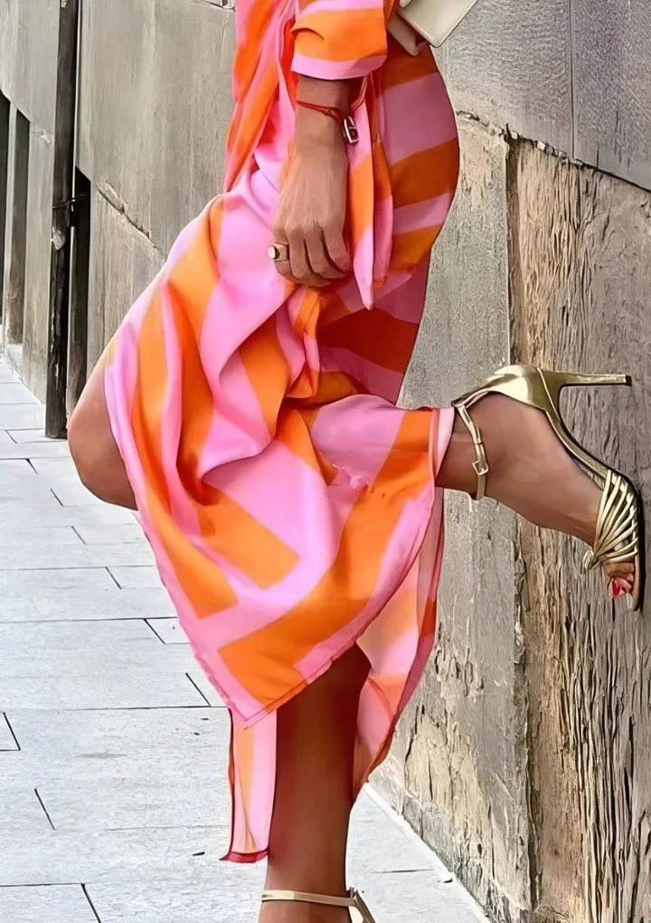Vestido Midi Mujer Camisero Algodón Cruzado