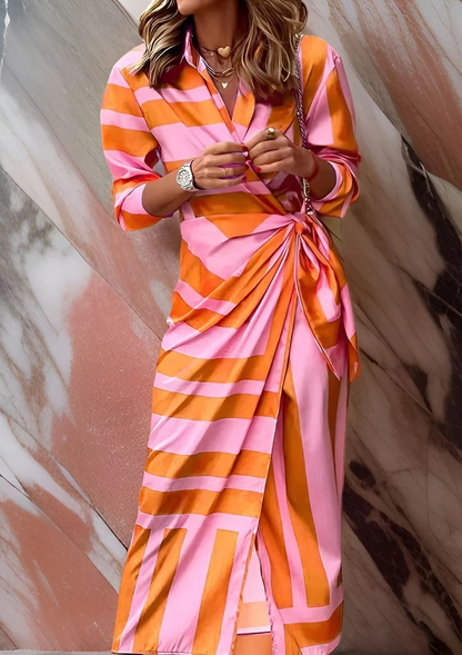 Vestido Midi Mujer Camisero Algodón Cruzado