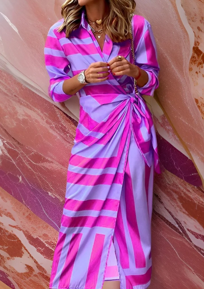 Vestido Midi Mujer Camisero Algodón Cruzado