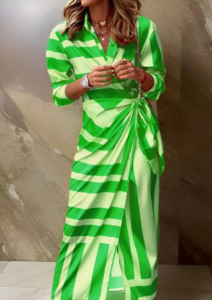 Vestido Midi Mujer Camisero Algodón Cruzado