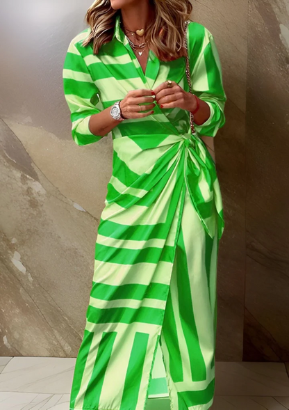 Vestido Midi Mujer Camisero Algodón Cruzado
