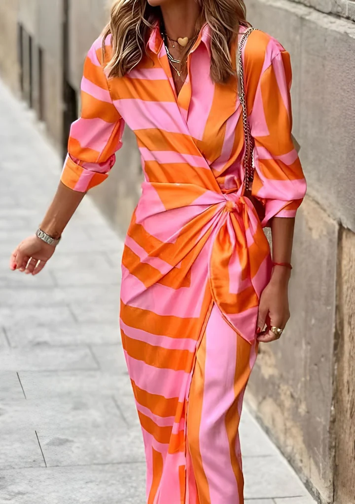 Vestido Midi Mujer Camisero Algodón Cruzado - Mavetta