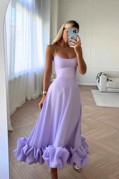 Vestido Midi Mujer Tirantes Volantes Espalda Abierta