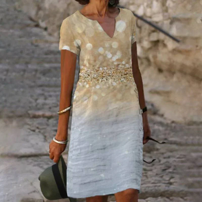 Vestido Mujer Casual Estampado Cuello en V Veraniego - Mavetta