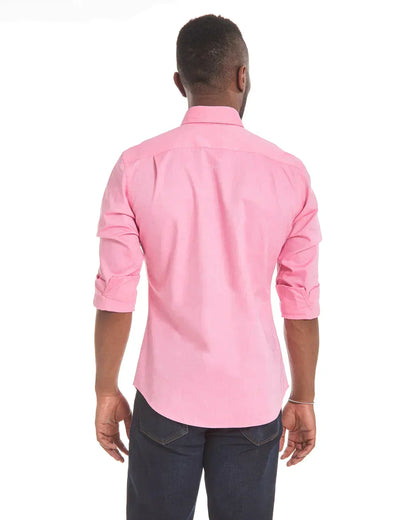 Camisa Hombre Manga Larga Cremallera Cuello Clásico