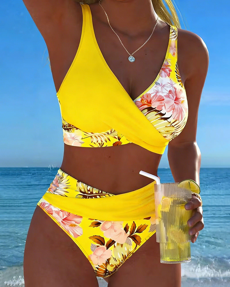 Bikini Mujer con Estampado Floral y Abertura