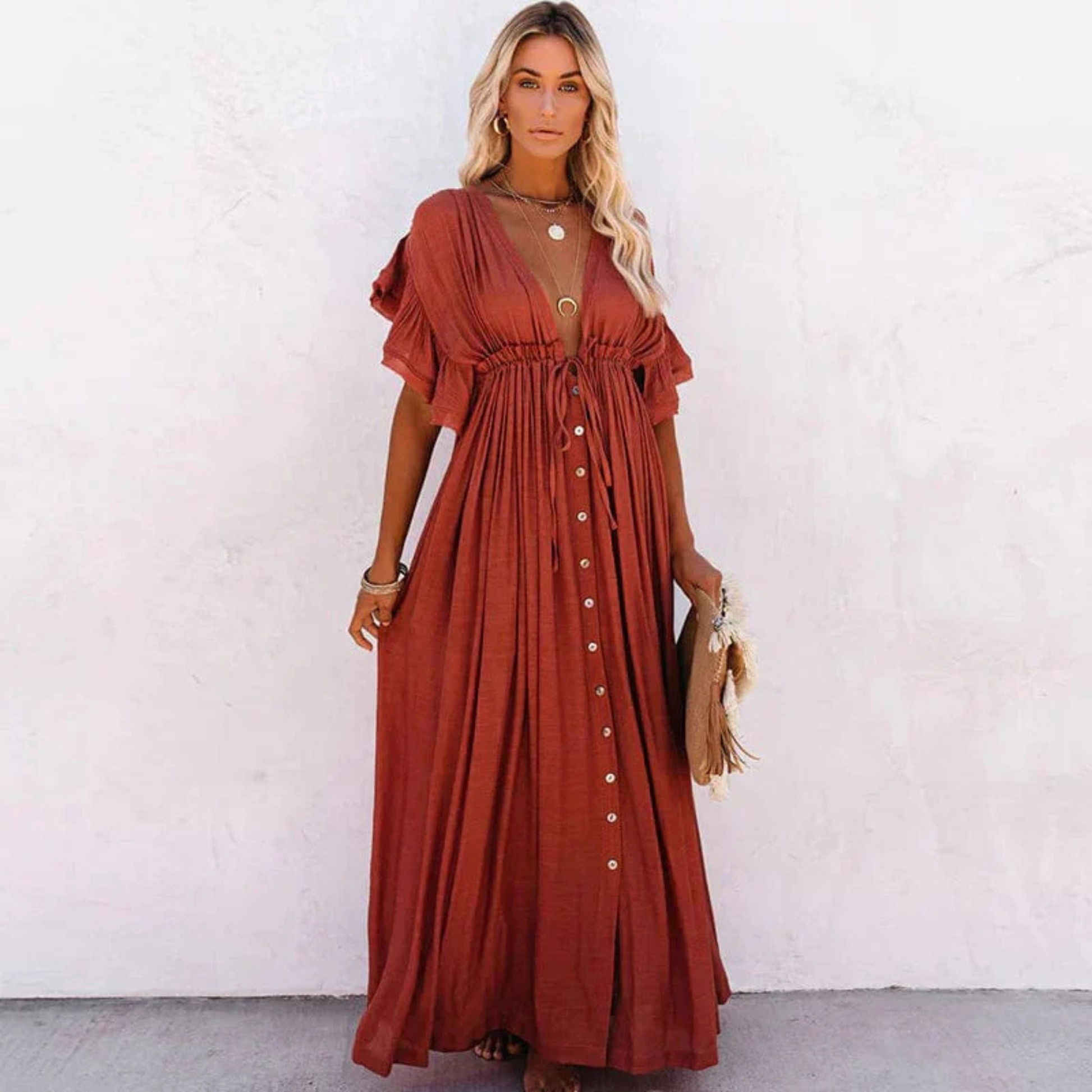 Vestido largo mujer ligero fluido verano - Mavetta