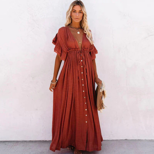 Vestido largo mujer ligero fluido verano - Mavetta