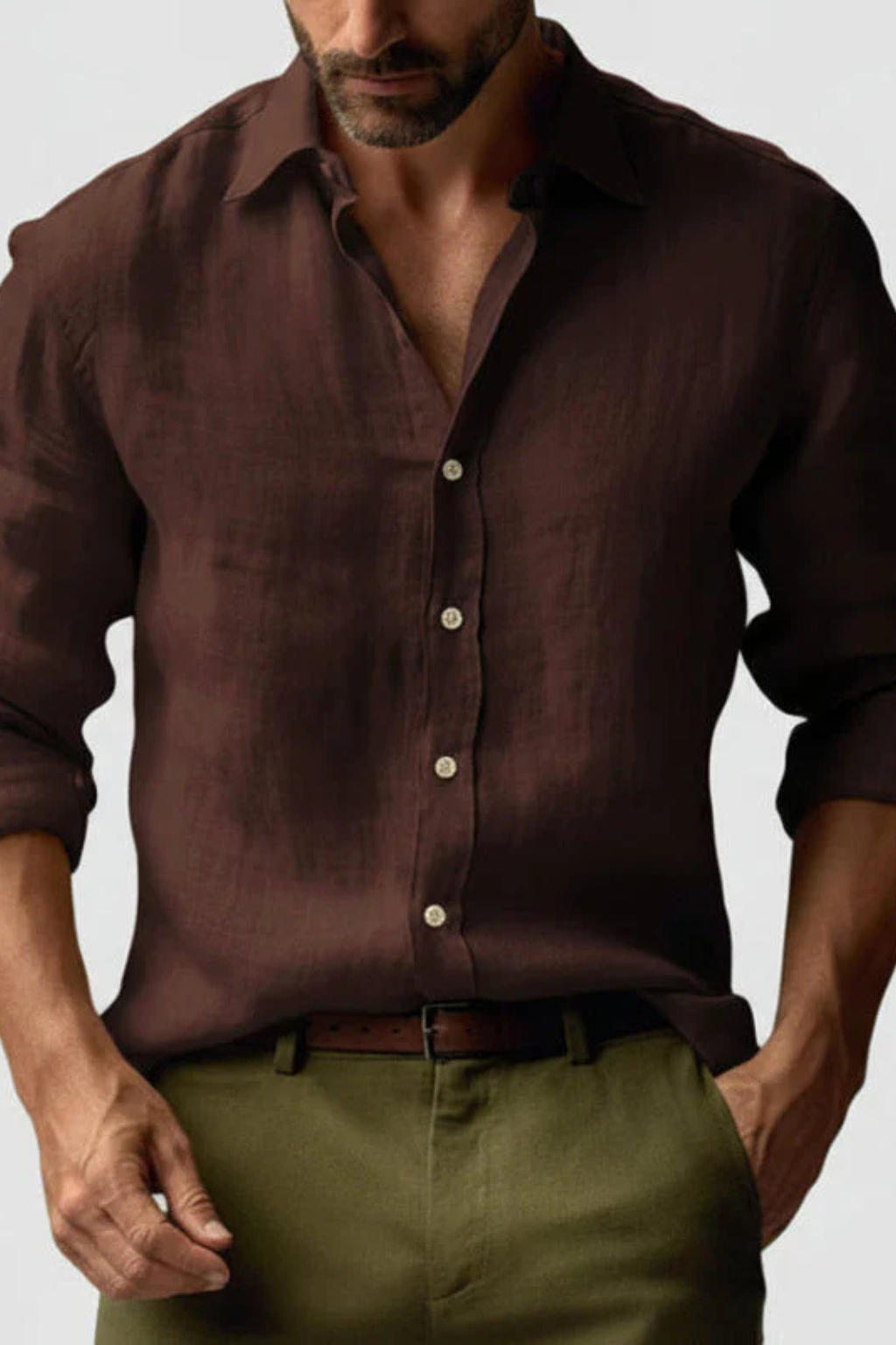 Camisa Hombre de Lino Informal Ajuste Clásico