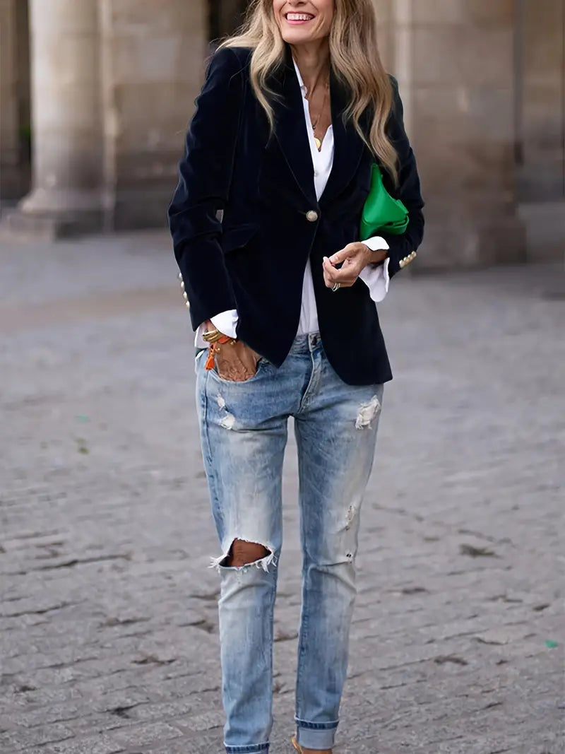 Blazer Mujer de Terciopelo Elegante Corte Clásico