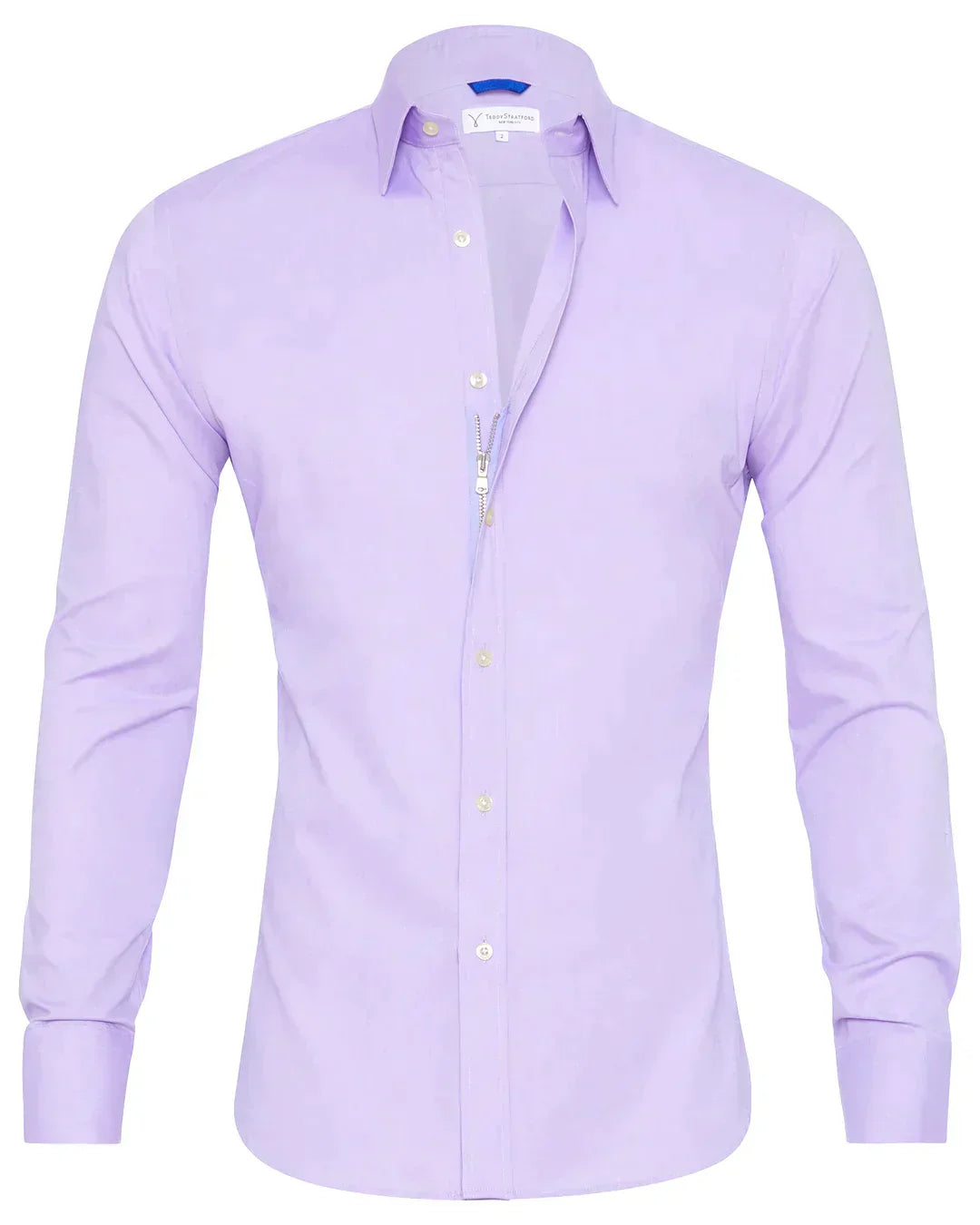Camisa Hombre Manga Larga Cremallera Cuello Clásico