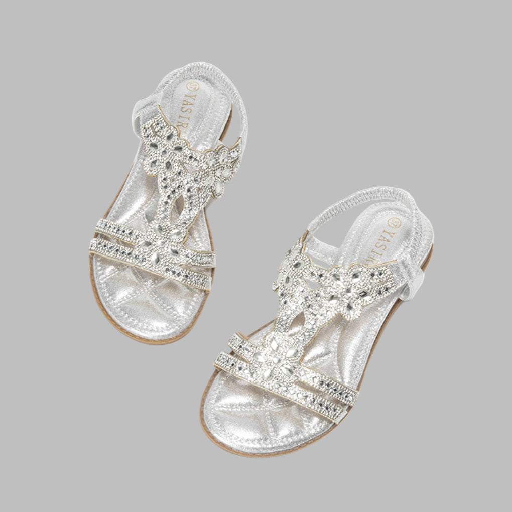 Sandalias Mujer Planas Cristales Brillantes Estilo Bohemio