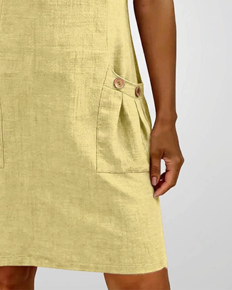 Vestido recto mujer con cremallera y bolsillos