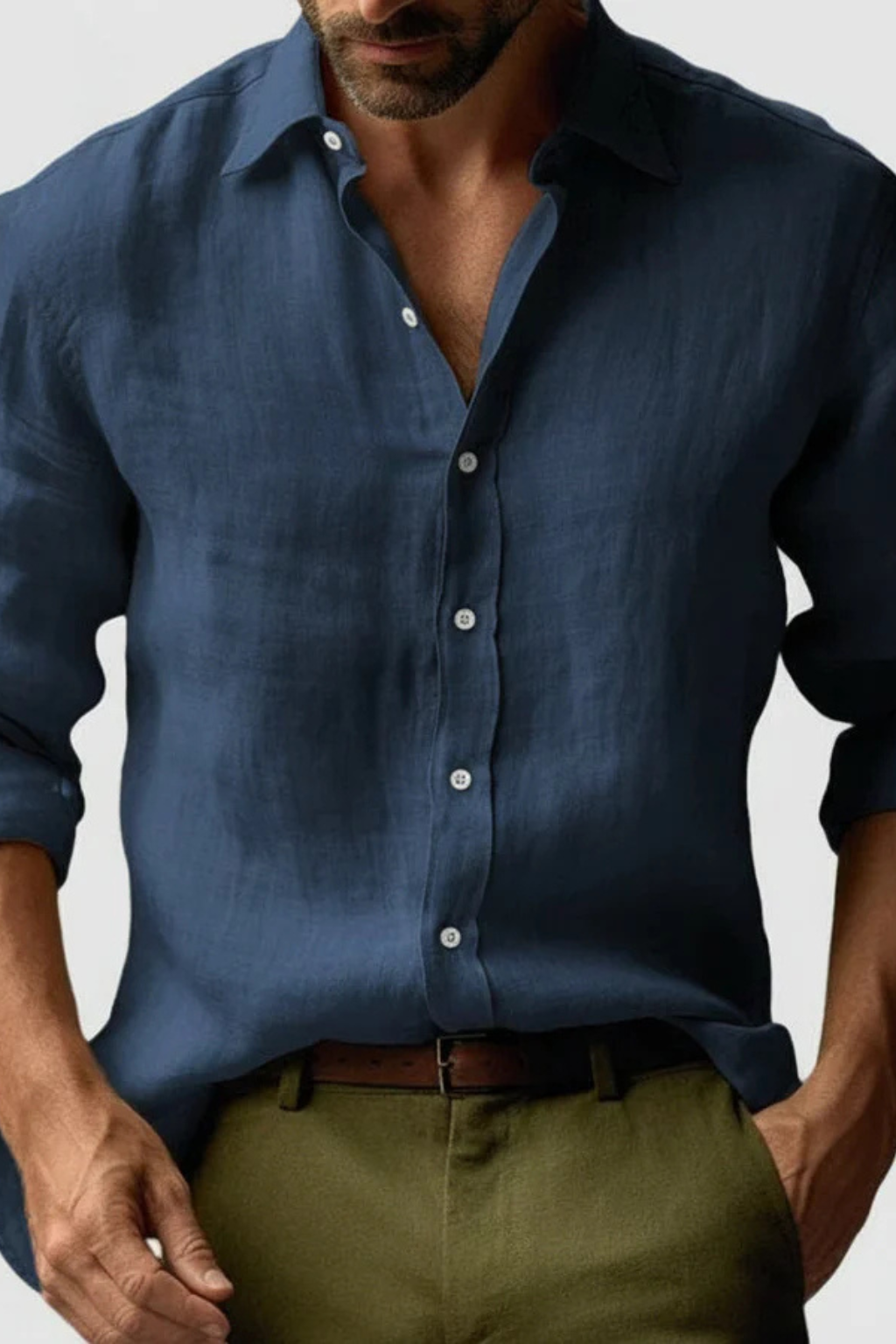 Camisa Hombre de Lino Informal Ajuste Clásico