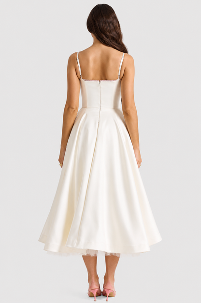 Vestido Midi Mujer de Satén Suave Ajuste Elegante
