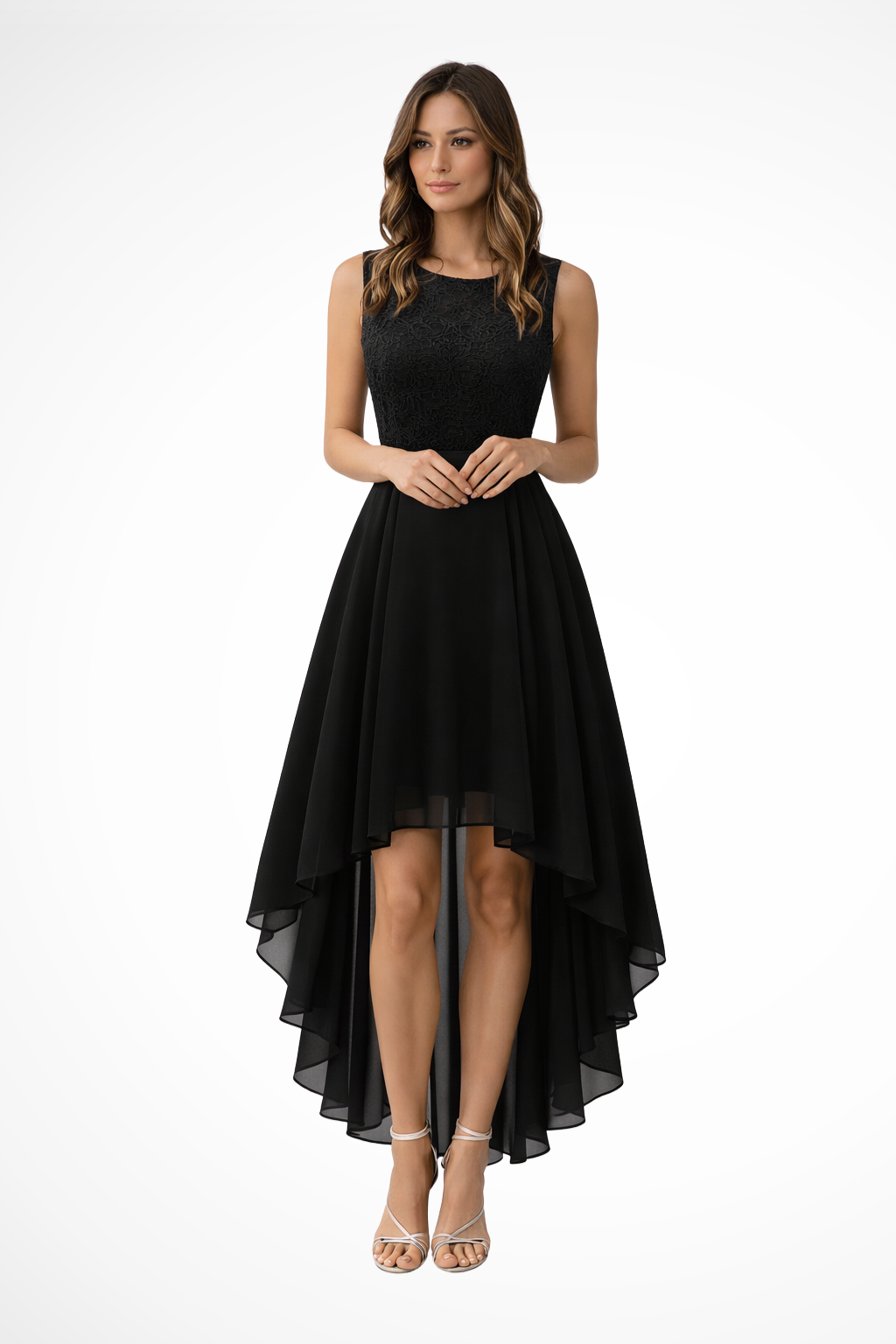 Vestido Mujer de Encaje Sin Mangas Ajuste Elegante
