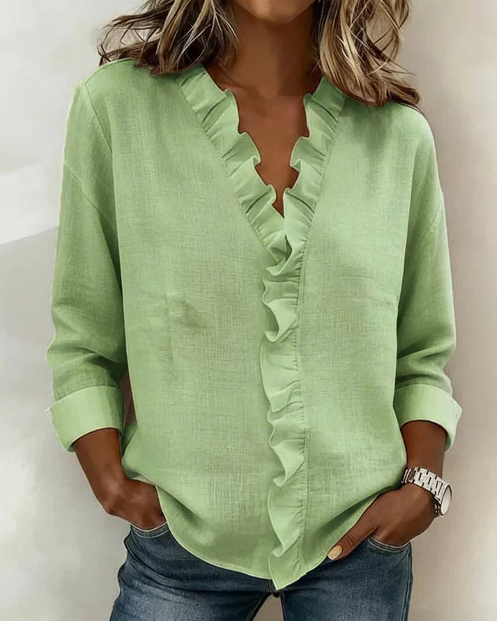 Blusa Mujer de Volantes y Tela Suave Ajuste Regular