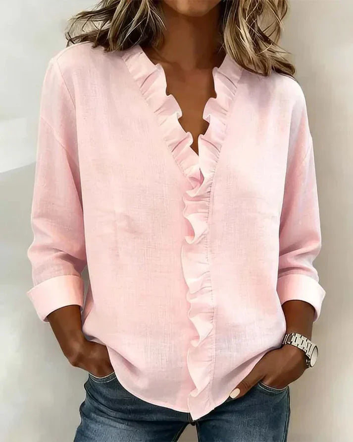 Blusa Mujer de Volantes y Tela Suave Ajuste Regular - Mavetta