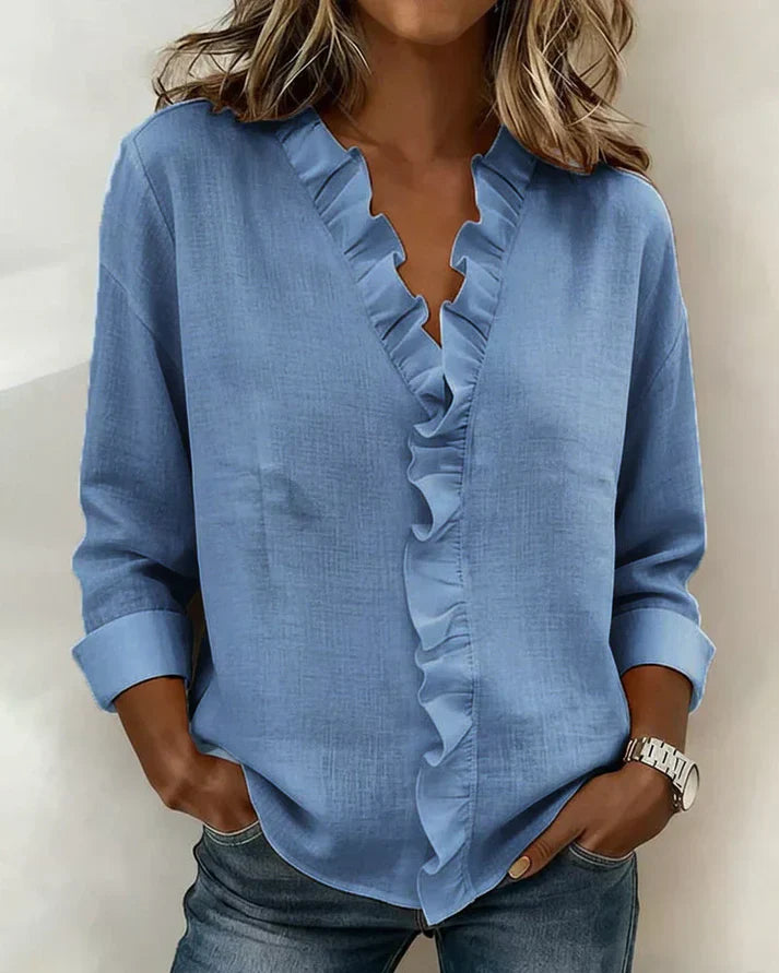 Blusa Mujer de Volantes y Tela Suave Ajuste Regular