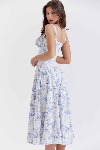 Vestido Midi Mujer de Corsé Ajustado Tirantes Primavera Verano