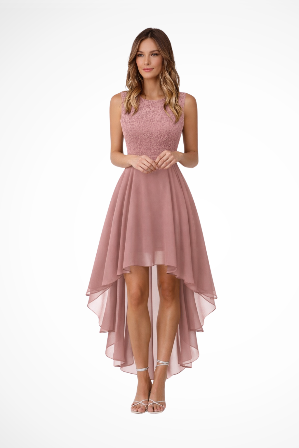 Vestido Mujer de Encaje Sin Mangas Ajuste Elegante