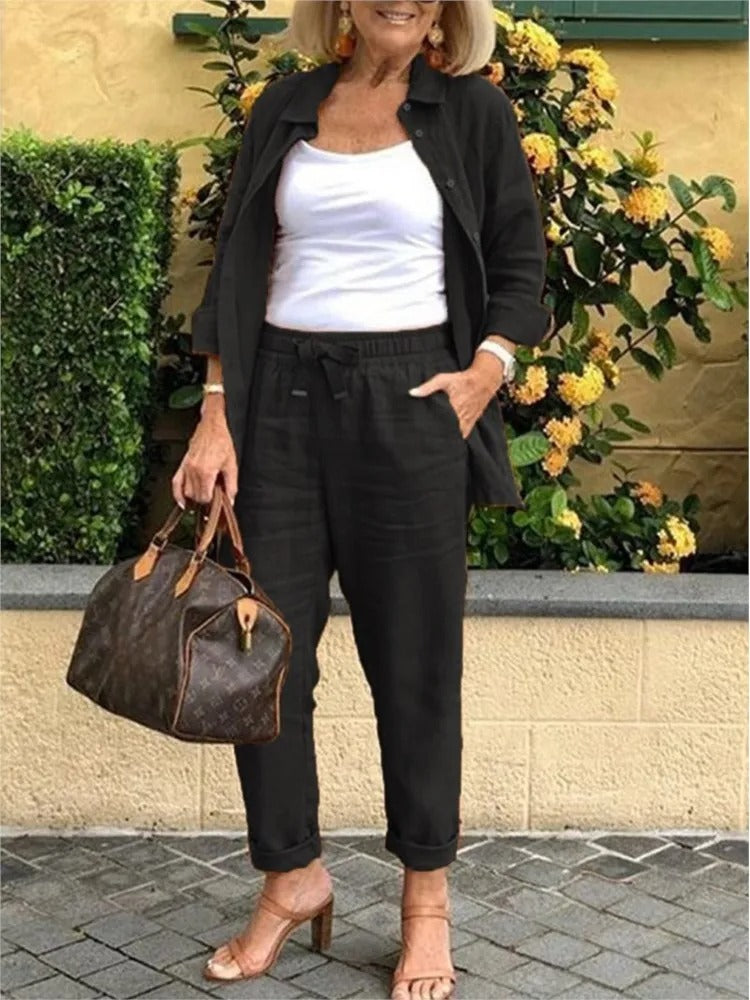 Conjunto Mujer de Lino y Pantalón Corto Veraniego