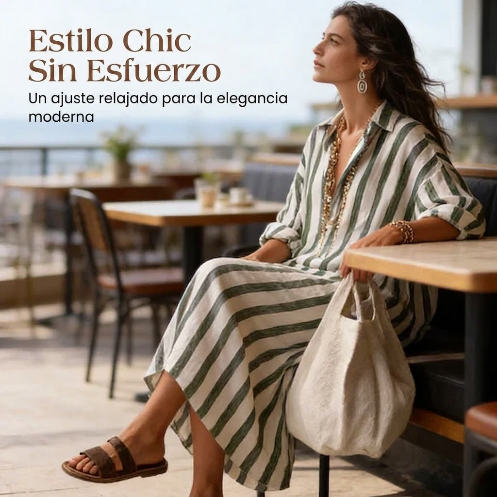 Vestido camisero mujer de rayas largo